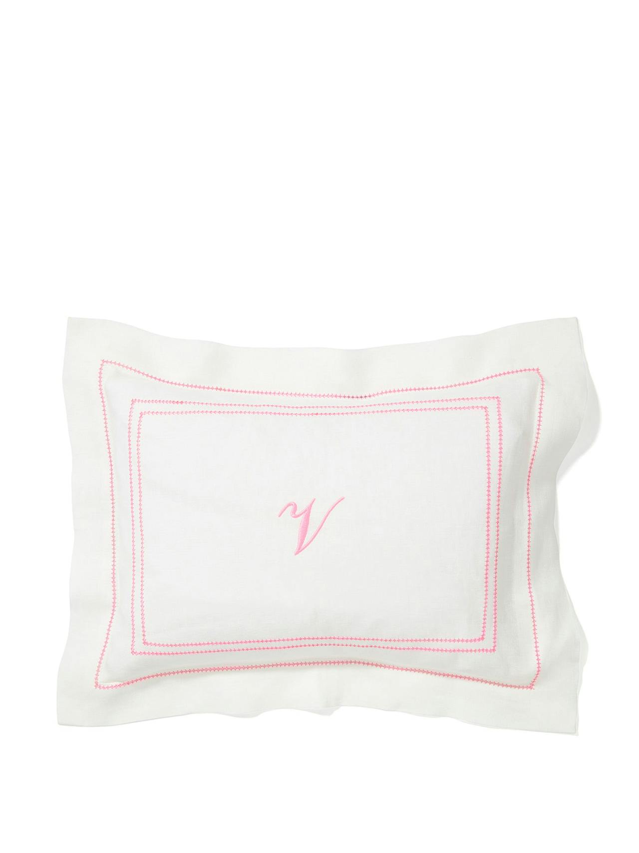 Small pillow with pink hemstitching Outlet Volga Linen    - Collagerie