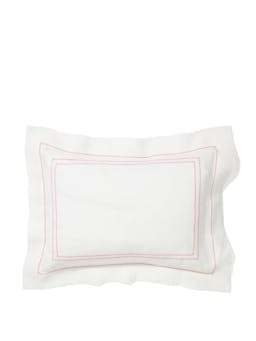 Small pillow with pink hemstitching Outlet Volga Linen    - Collagerie