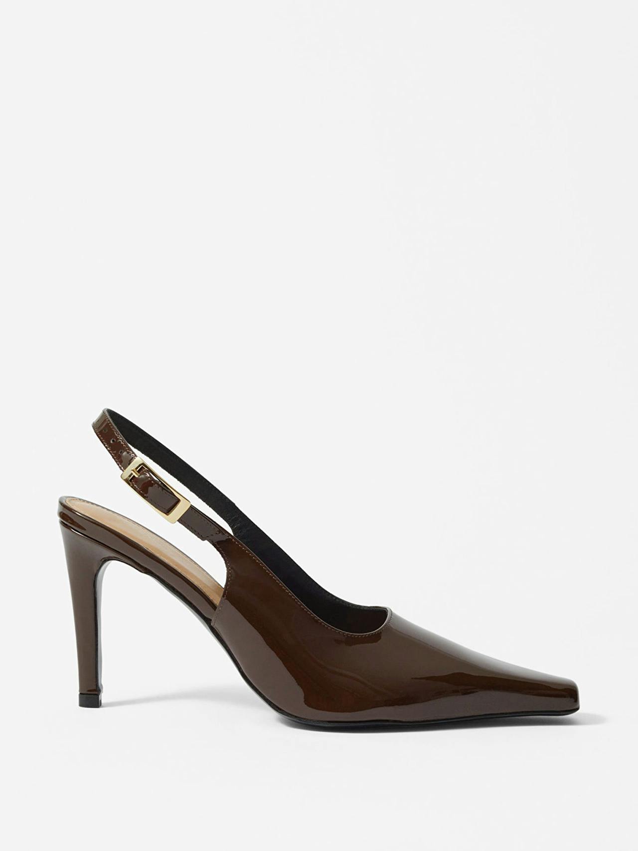 Patent leather slingback pumps