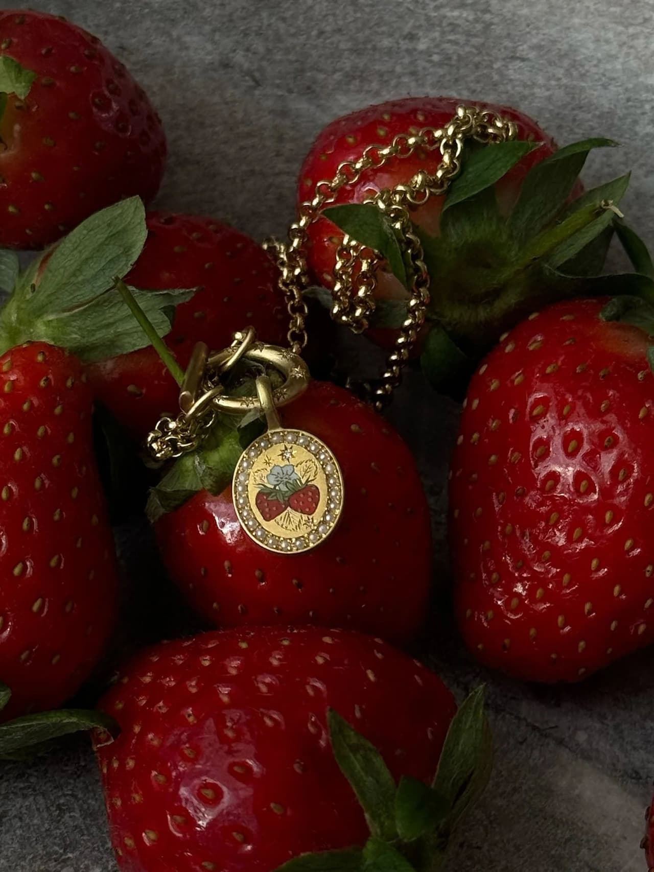 Strawberries and cream pendant Pendant Cece Jewellery    - Collagerie