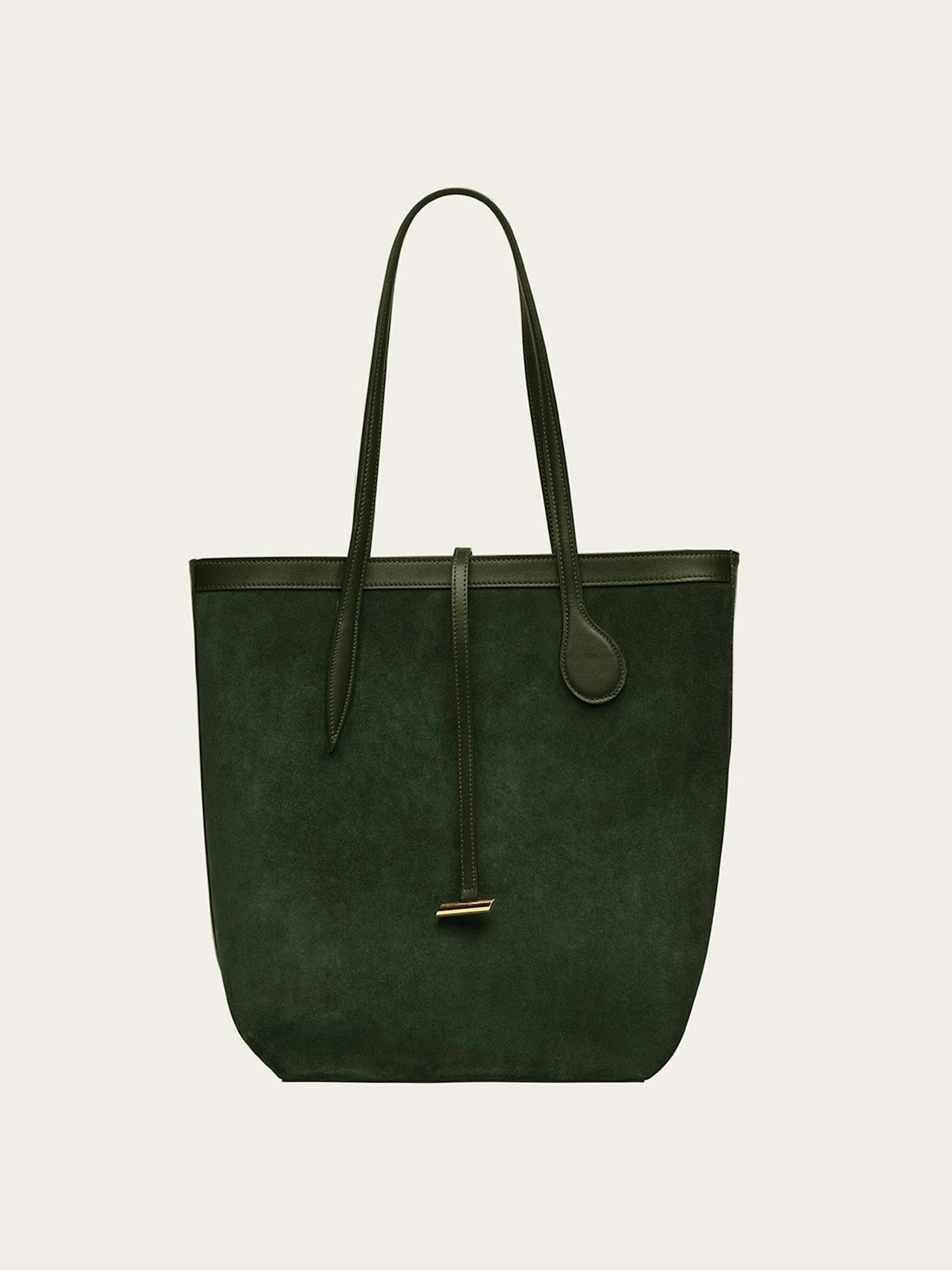 Hunter green suede tall sprout tote