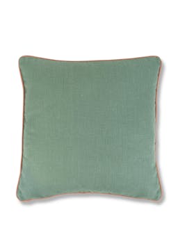 Teal cushion with terracotta sirin trim Cushions Volga Linen    - Collagerie