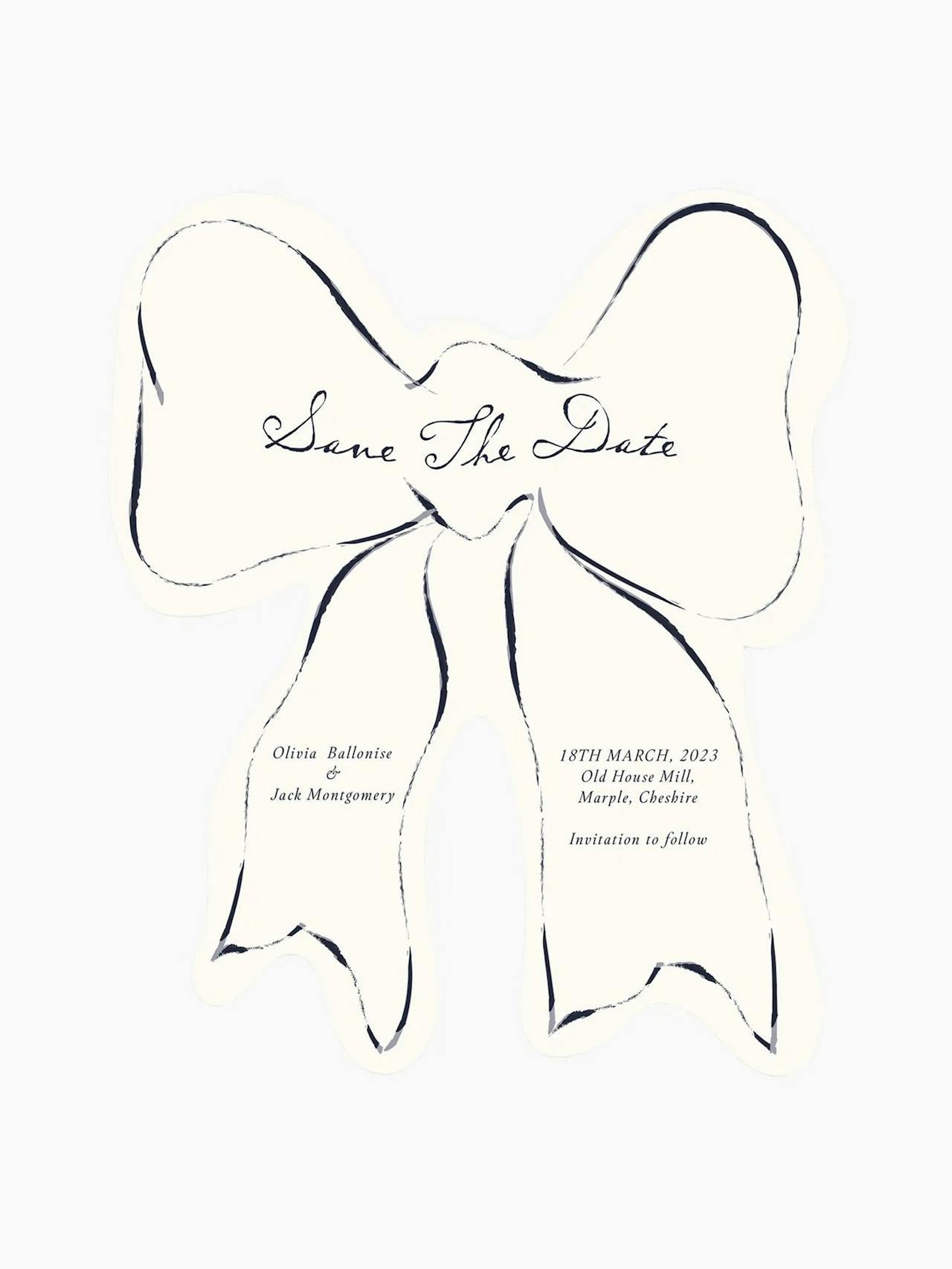 Bow save the date wedding cards