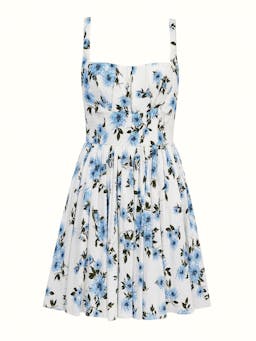 Tine dress in blue dahlia floral print bibione cotton Dresses Emilia Wickstead    - Collagerie