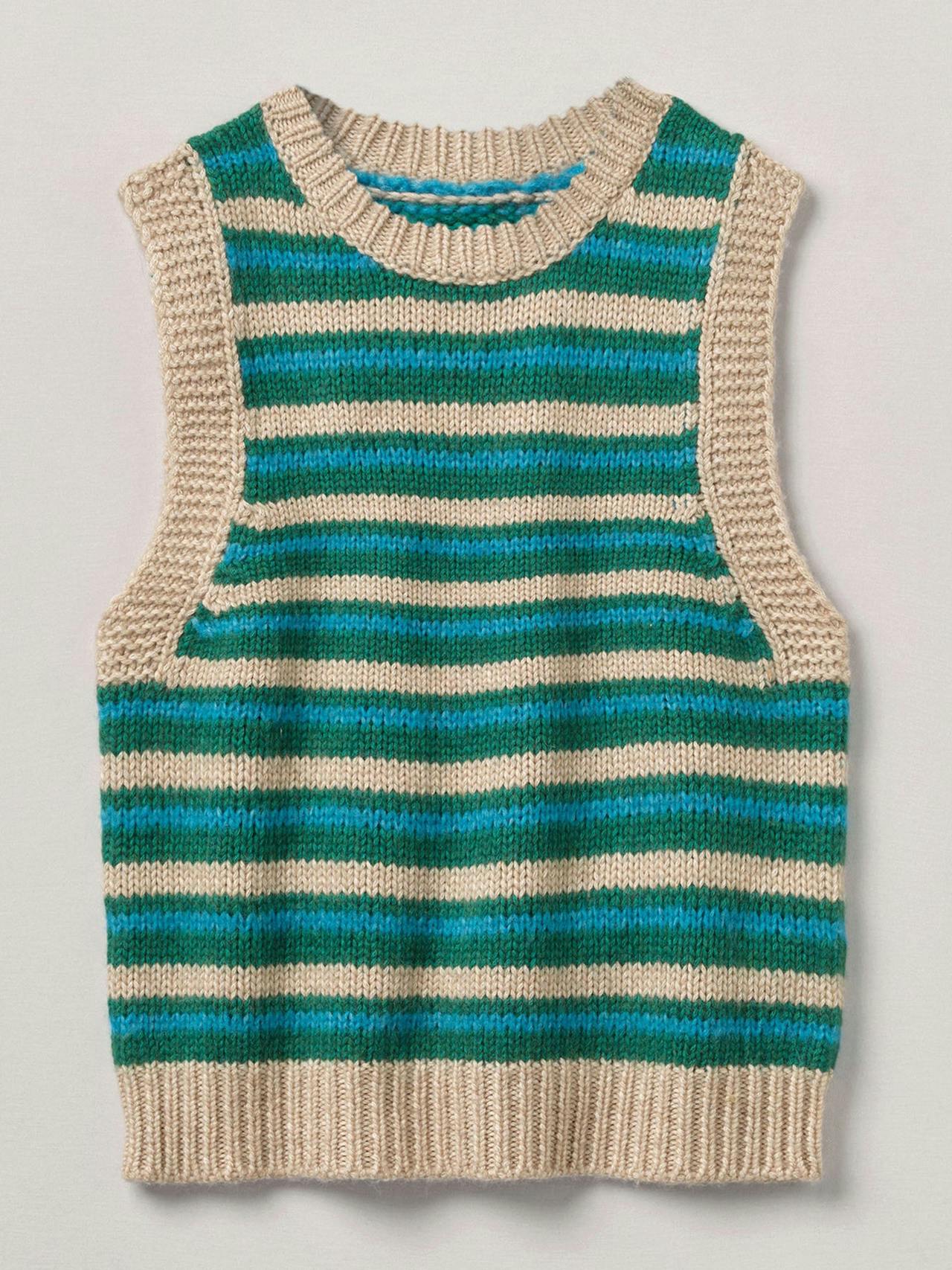 Green stripe merino knitted tank