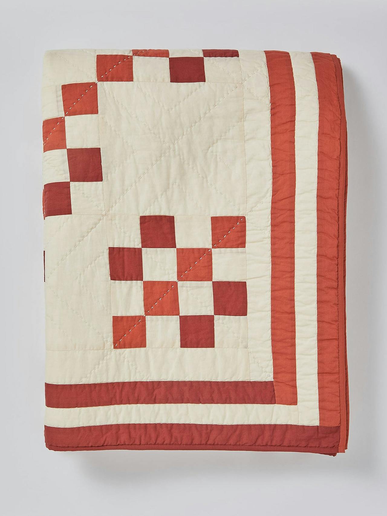 Red patchwork cotton quilt