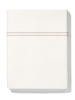 Top sheet with red hemstitch Bed Linen Volga Linen    - Collagerie