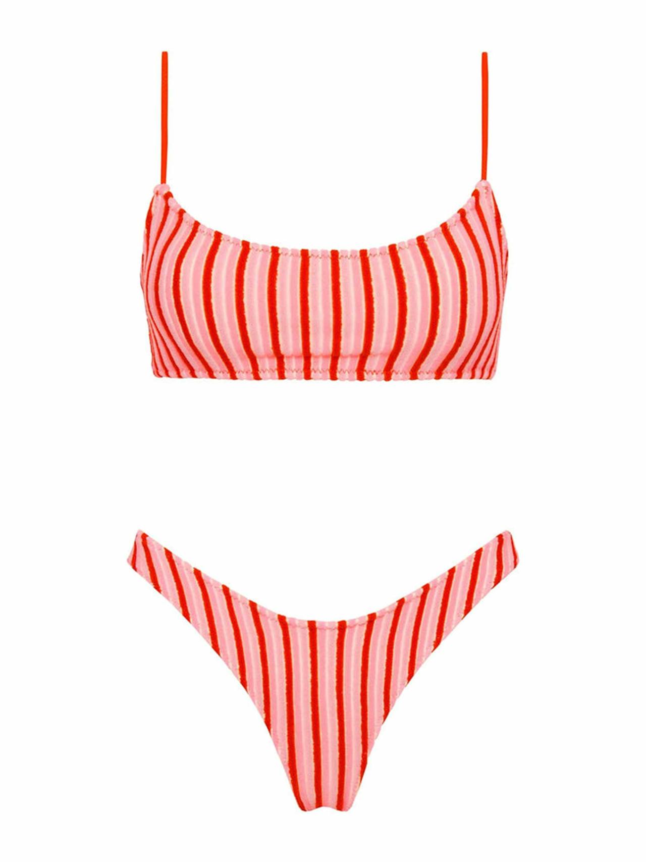 Pink & red striped bikini