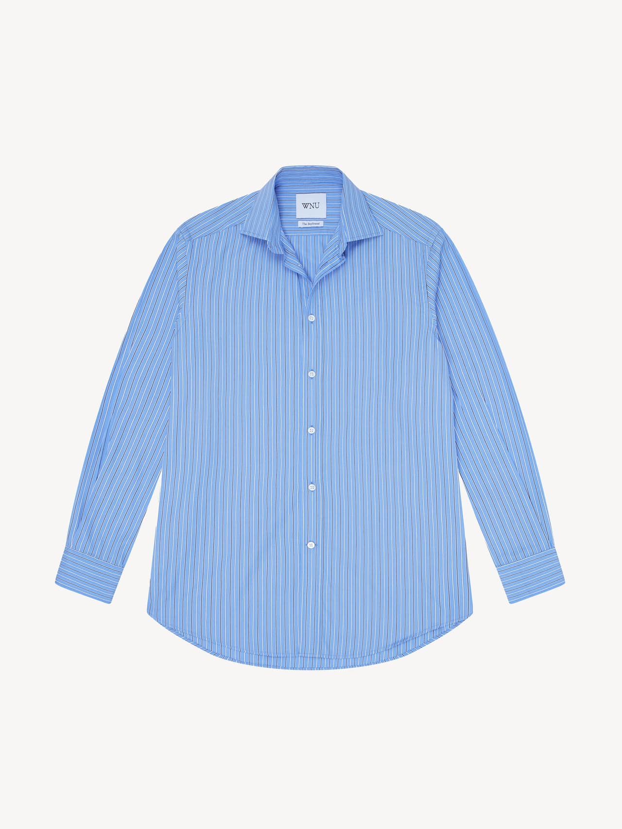 Blue tri-stripe fine poplin Boyfriend shirt Shirts With Nothing Underneath    - Collagerie