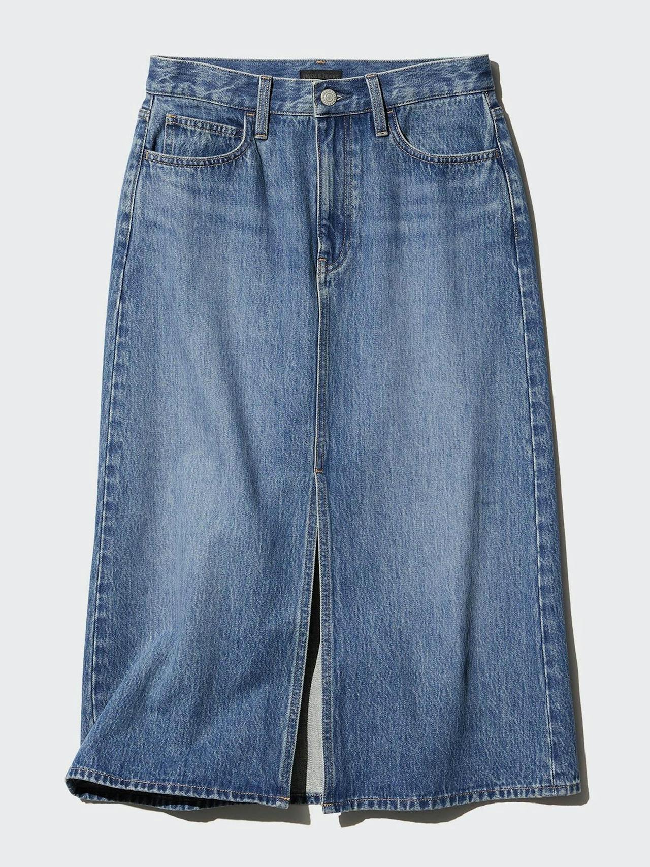 Denim long skirt (short)