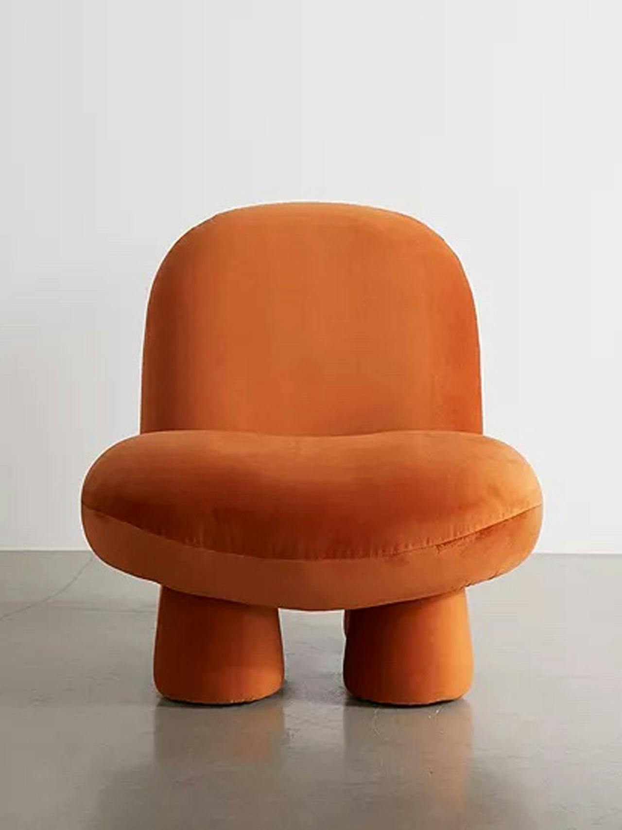 Bubble chair in orange velvet