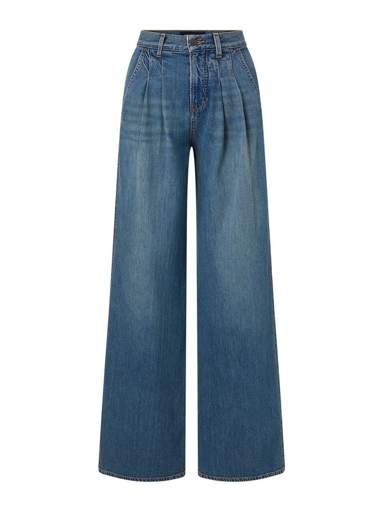 Mia pleated wide-leg jeans