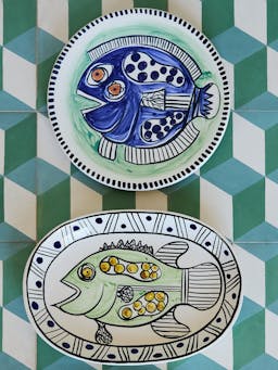 Small green fish gozo oval platter Small Oval Platters Villa Bologna    - Collagerie