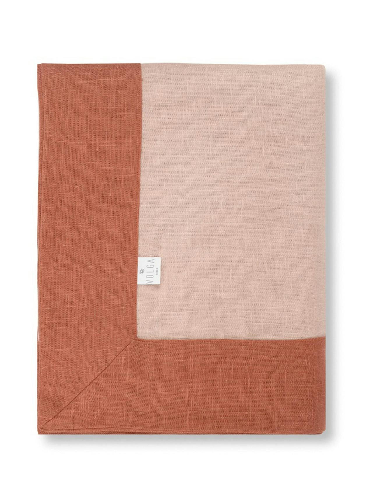 Linen throw in English Rose with Terracotta border