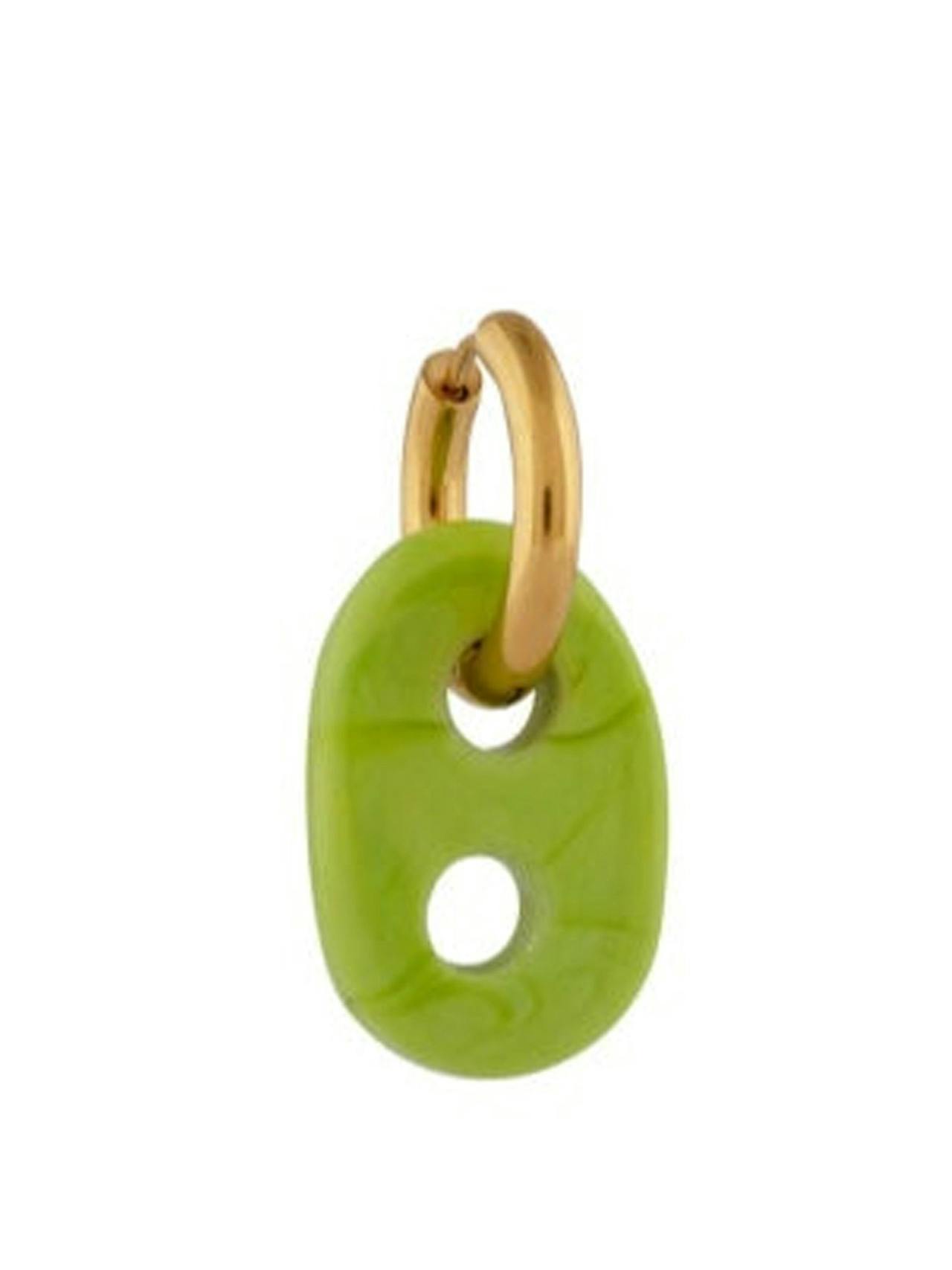 Mariner link pistachio green glass earring