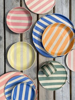 Duci striped bowl in orange Interiors KS Creative Pottery    - Collagerie