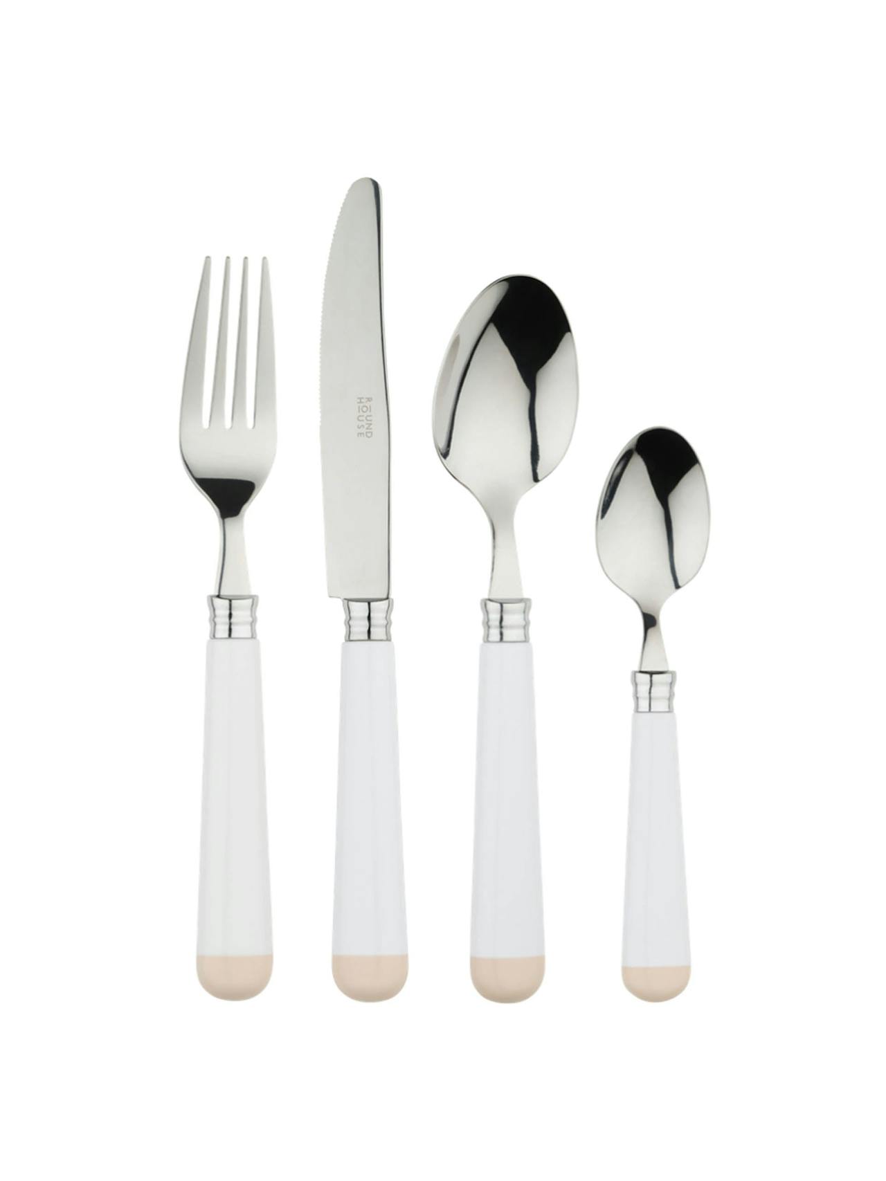 White and beige cutlery set