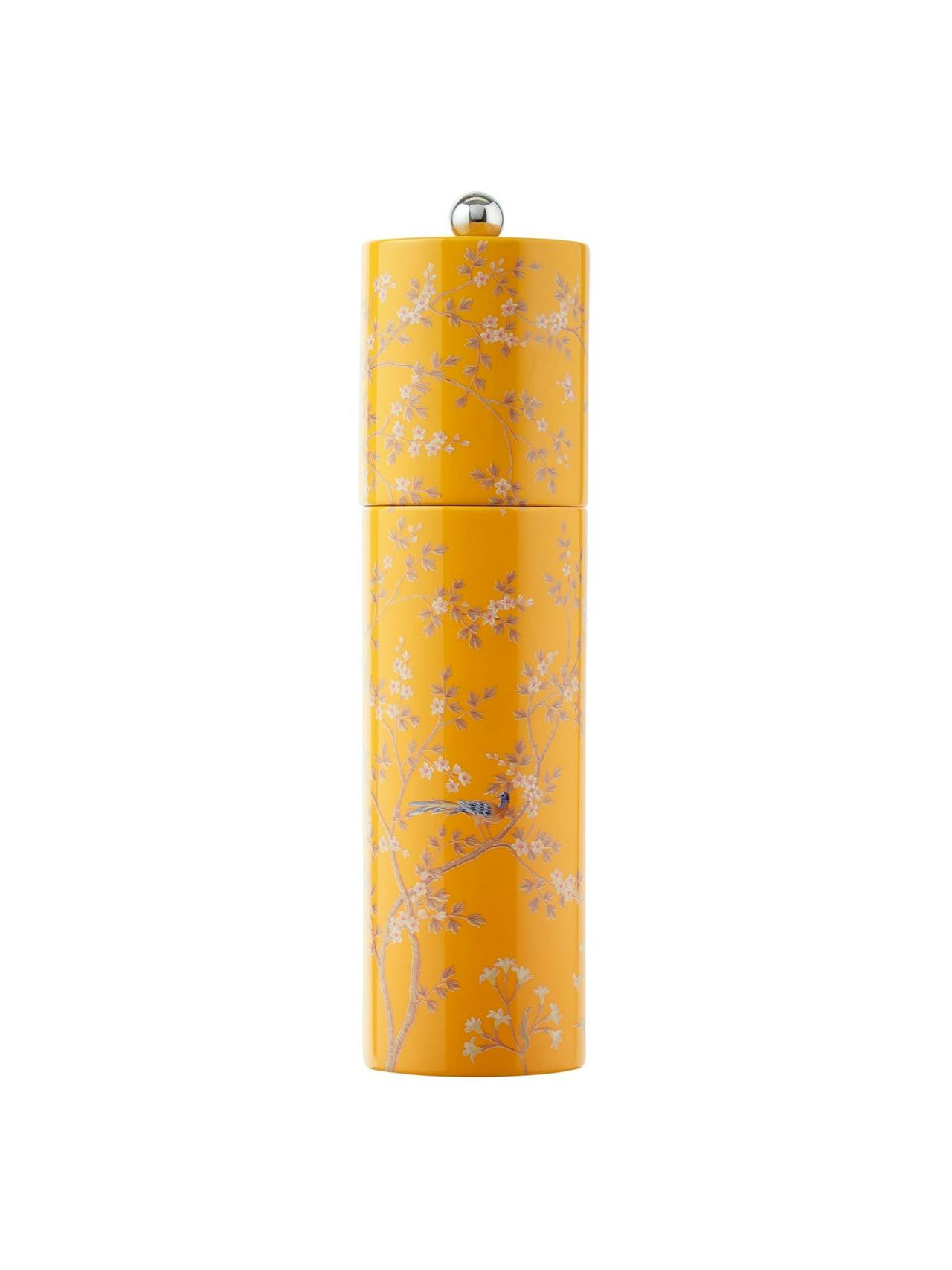 Yellow chinoiserie salt and pepper mill