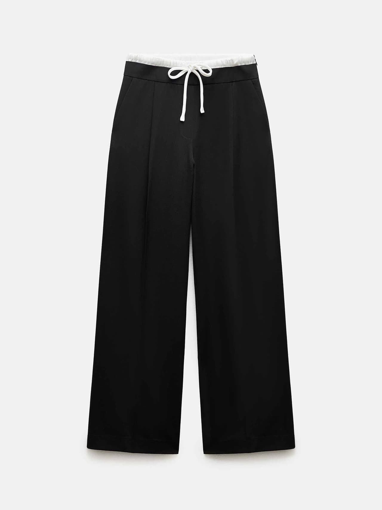 wide-leg trousers with double waistband