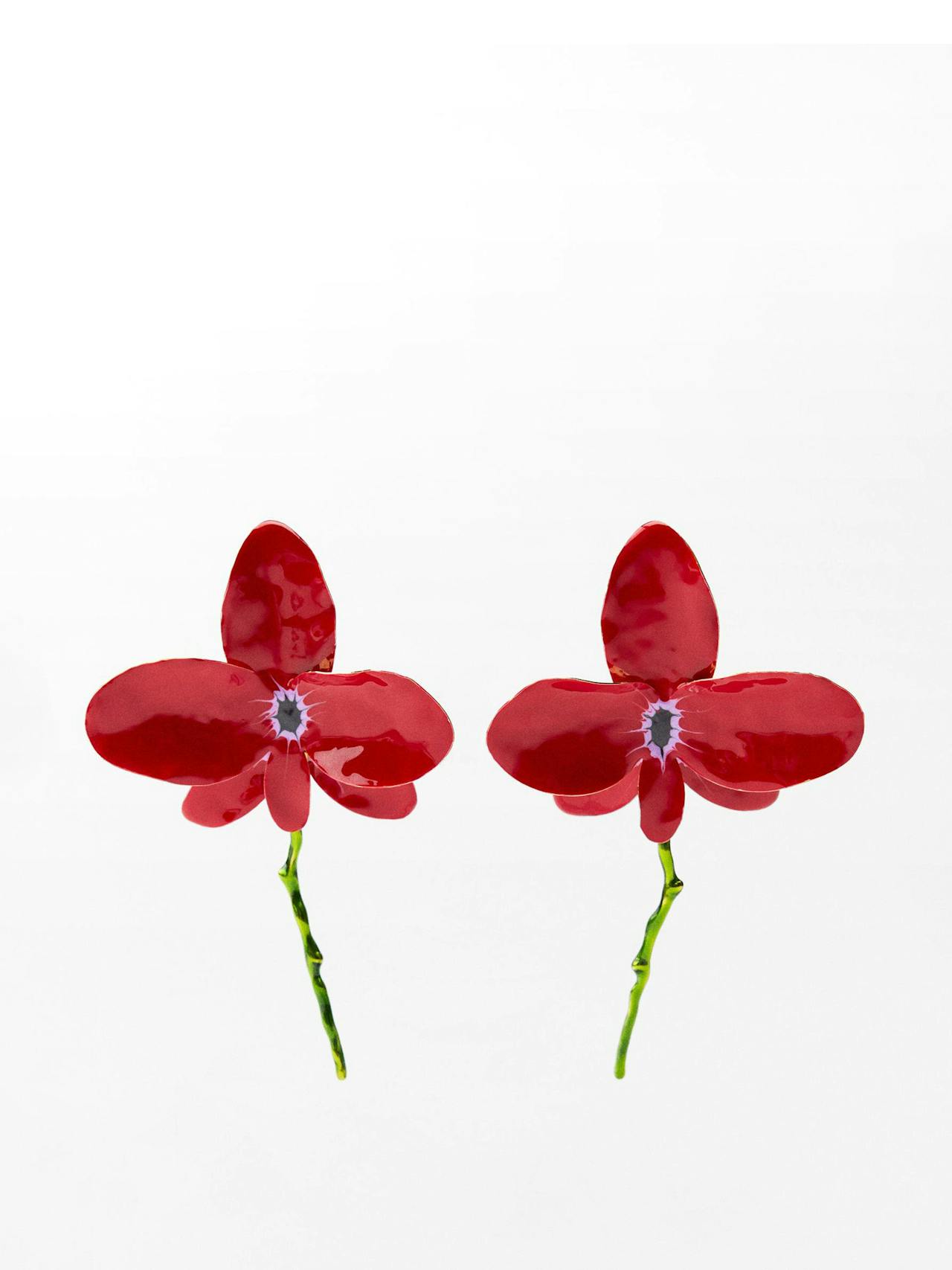 Enamelled floral earrings