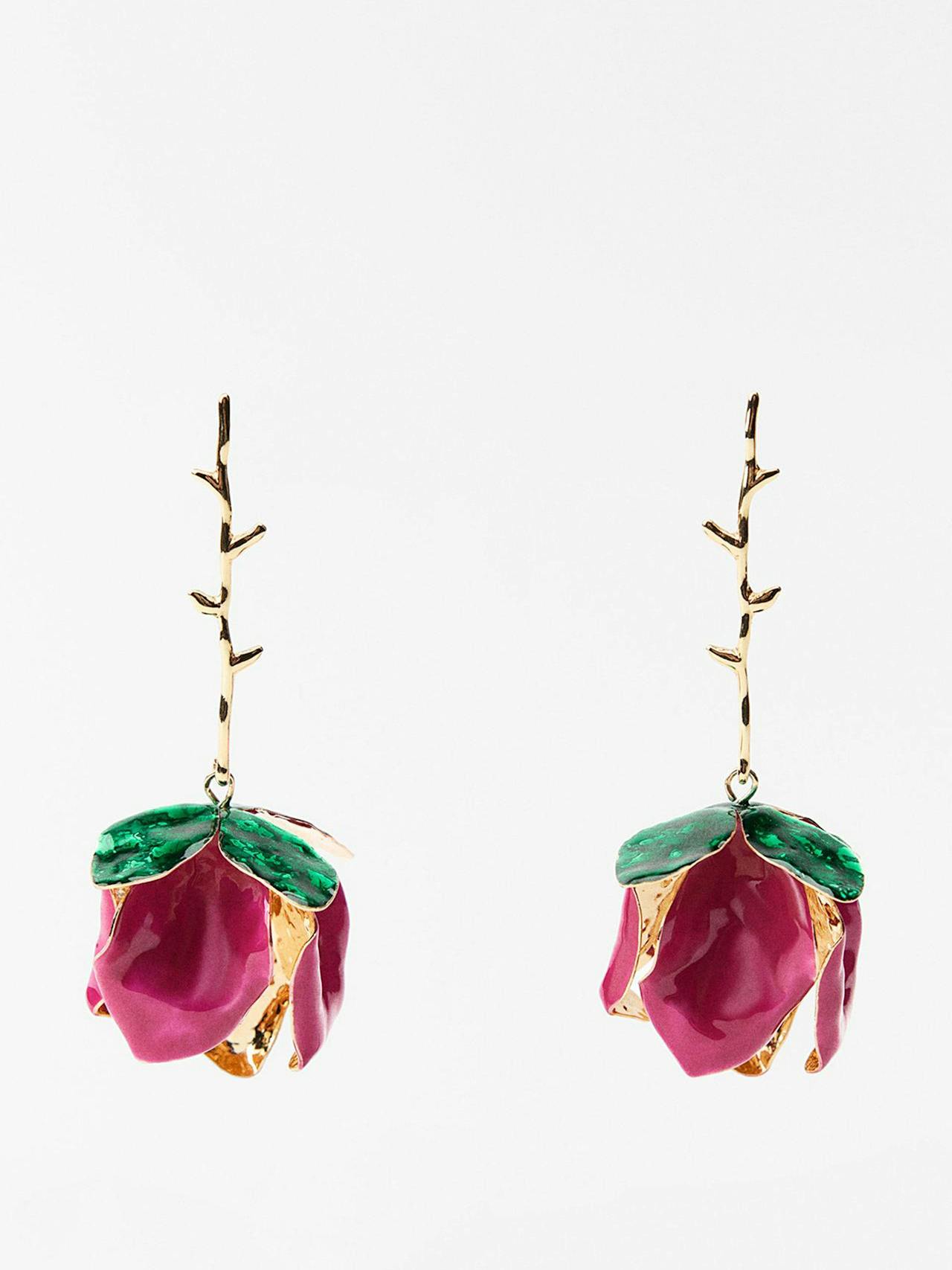 Enamelled floral earrings