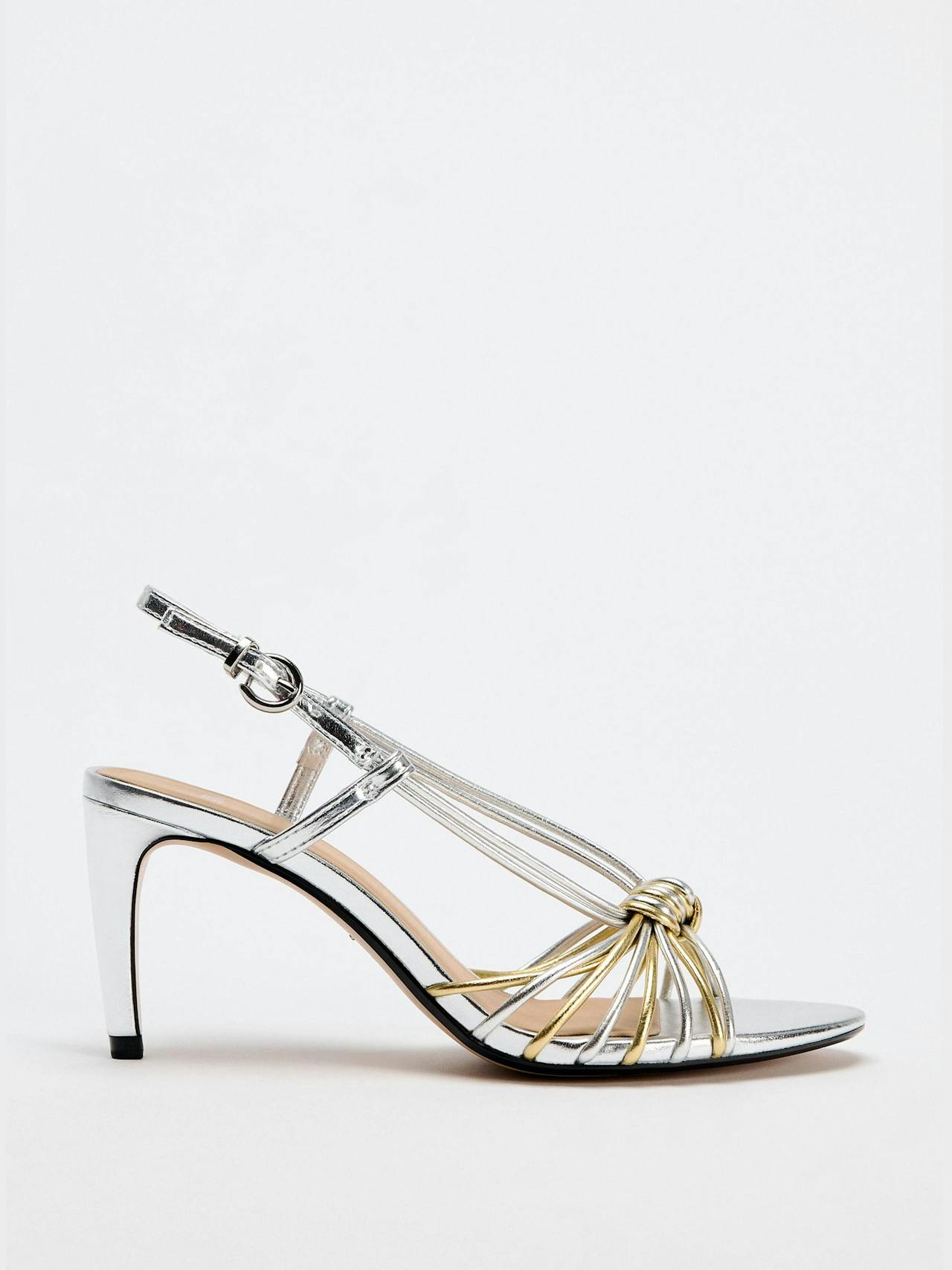 Metallic sandals with knotted straps