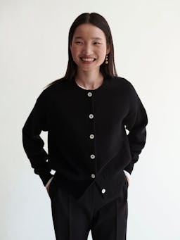 Ada Geelong crewneck cardigan in black Clothing &Daughter    - Collagerie