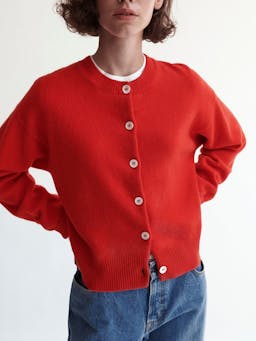 Ada Geelong crewneck cardigan in poppy red Clothing &Daughter    - Collagerie