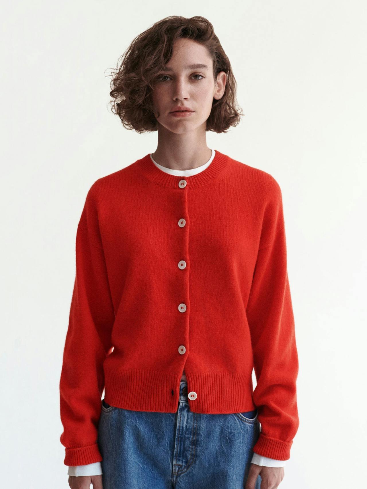 Ada Geelong crewneck cardigan in poppy red Clothing &Daughter    - Collagerie