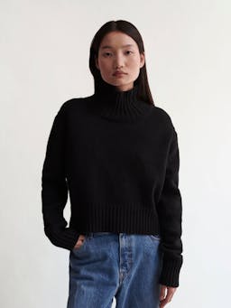 Black Fintra Lambswool crop high neck Clothing &Daughter    - Collagerie