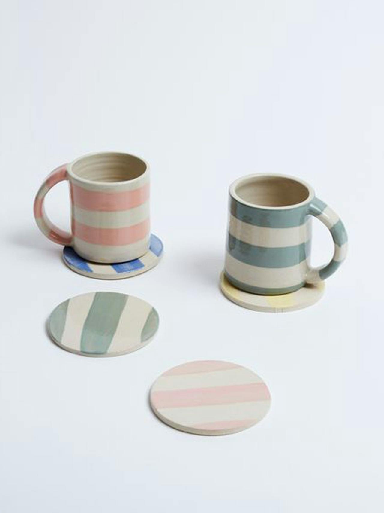 Striped coasters (set of 4) Interiors KS Creative Pottery    - Collagerie