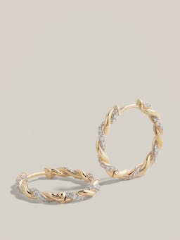 Twisted diamond and gold rope hoops Jewellery Lucy Delius    - Collagerie