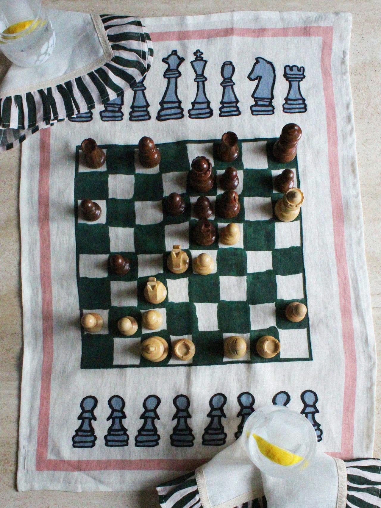 Chess Tea Towel Teatowels Amuse La Bouche    - Collagerie