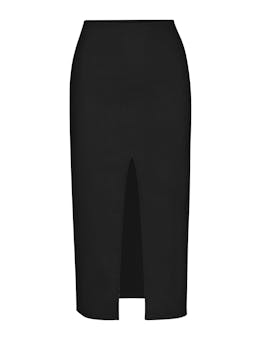 The Front Slit skirt in stretch linen Skirts Anemos Black XS  - Collagerie