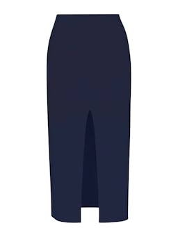 The Front Slit skirt in stretch linen Skirts Anemos Navy XS  - Collagerie