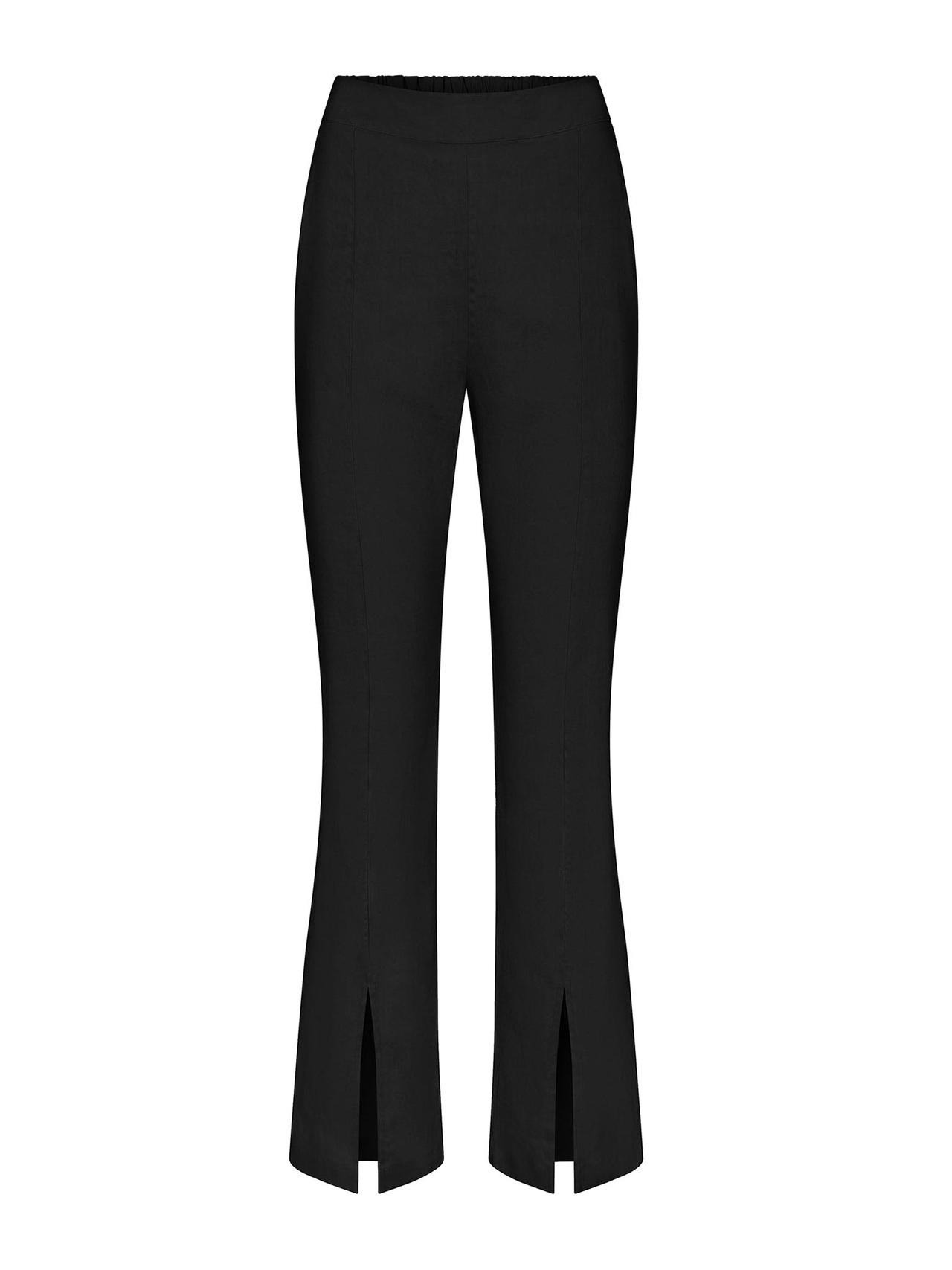 The Front Slit Pant in stretch linen Pants Anemos Black XS  - Collagerie