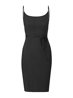 The K.M. tie midi dress in stretch cupro Dresses Anemos Black S  - Collagerie