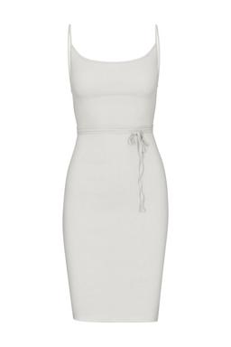 The K.M. tie midi dress in stretch linen Dresses Anemos    - Collagerie