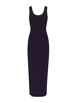 Open Back Tank maxi dress with side slit in stretch cupro Dresses Anemos Navy XS  - Collagerie