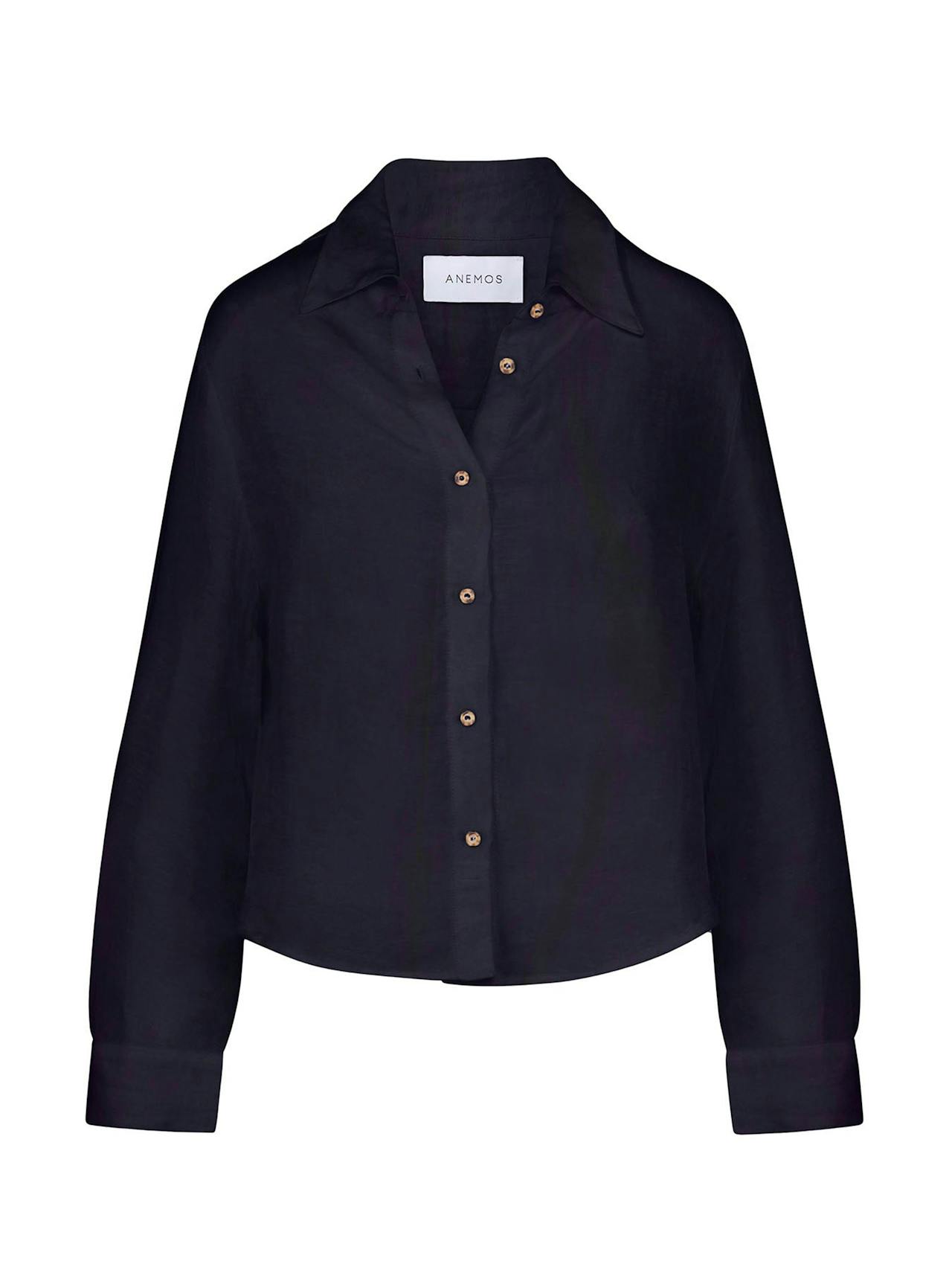 The Phillips long sleeve button-down shirt in linen cupro Shirts & Tops Anemos Navy M  - Collagerie