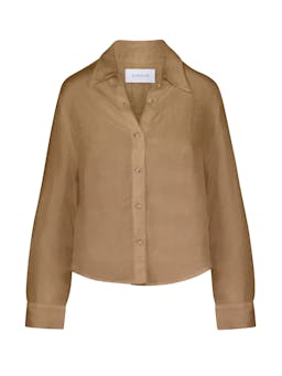 The Phillips long sleeve button-down shirt in linen cupro Shirts & Tops Anemos Sandstone S  - Collagerie