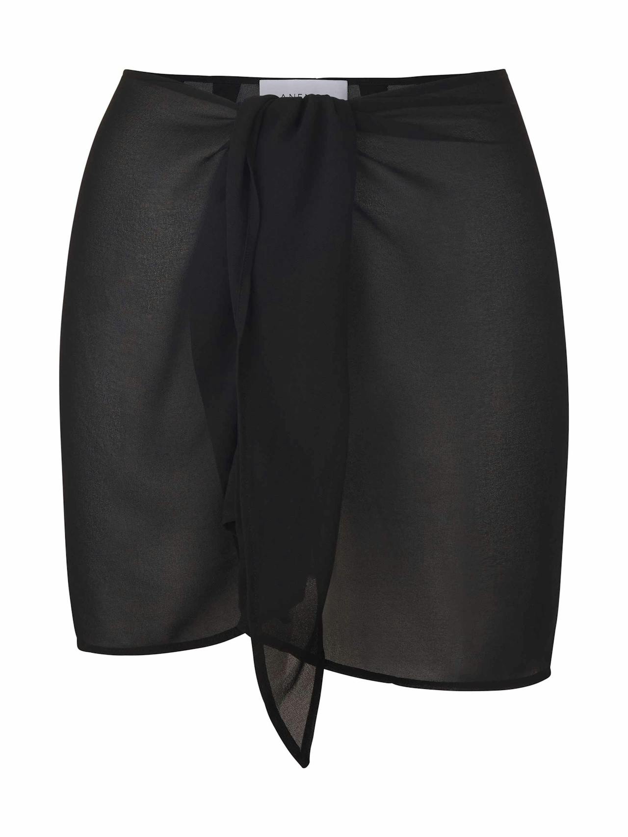 The Wrap mini skirt in sheer eco-chiffon Cover-Ups Anemos Black XS  - Collagerie