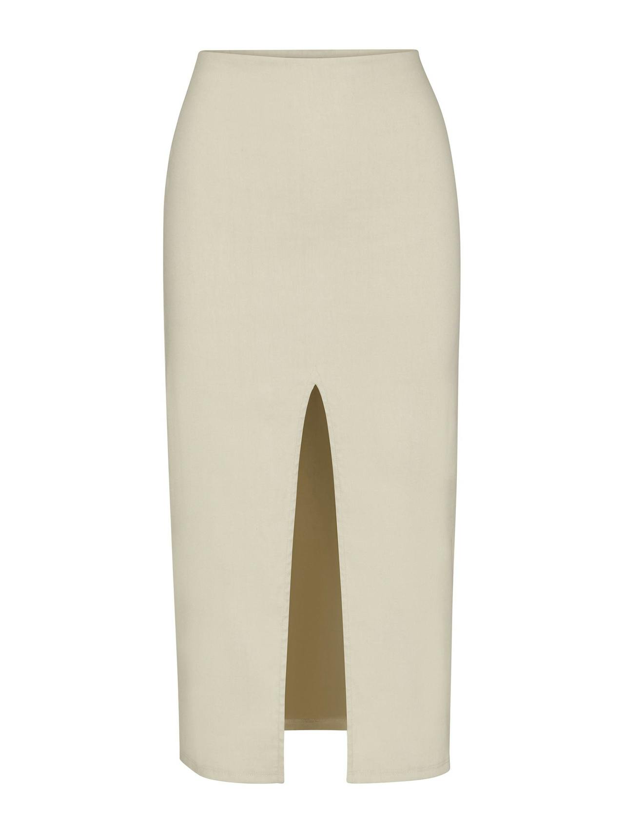 The Front Slit skirt in stretch linen Skirts Anemos Natural XS  - Collagerie