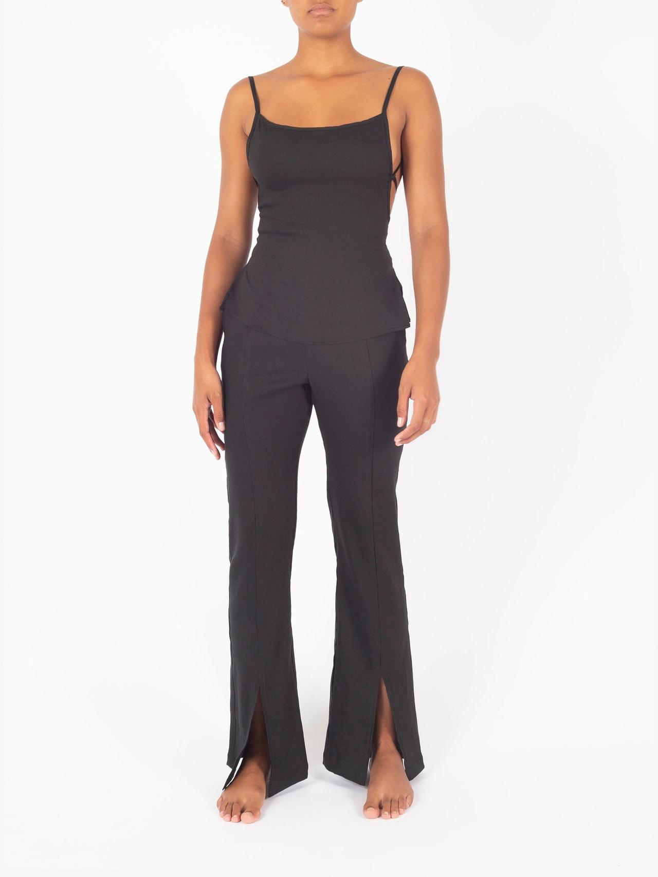 The Front Slit Pant in stretch linen Pants Anemos    - Collagerie