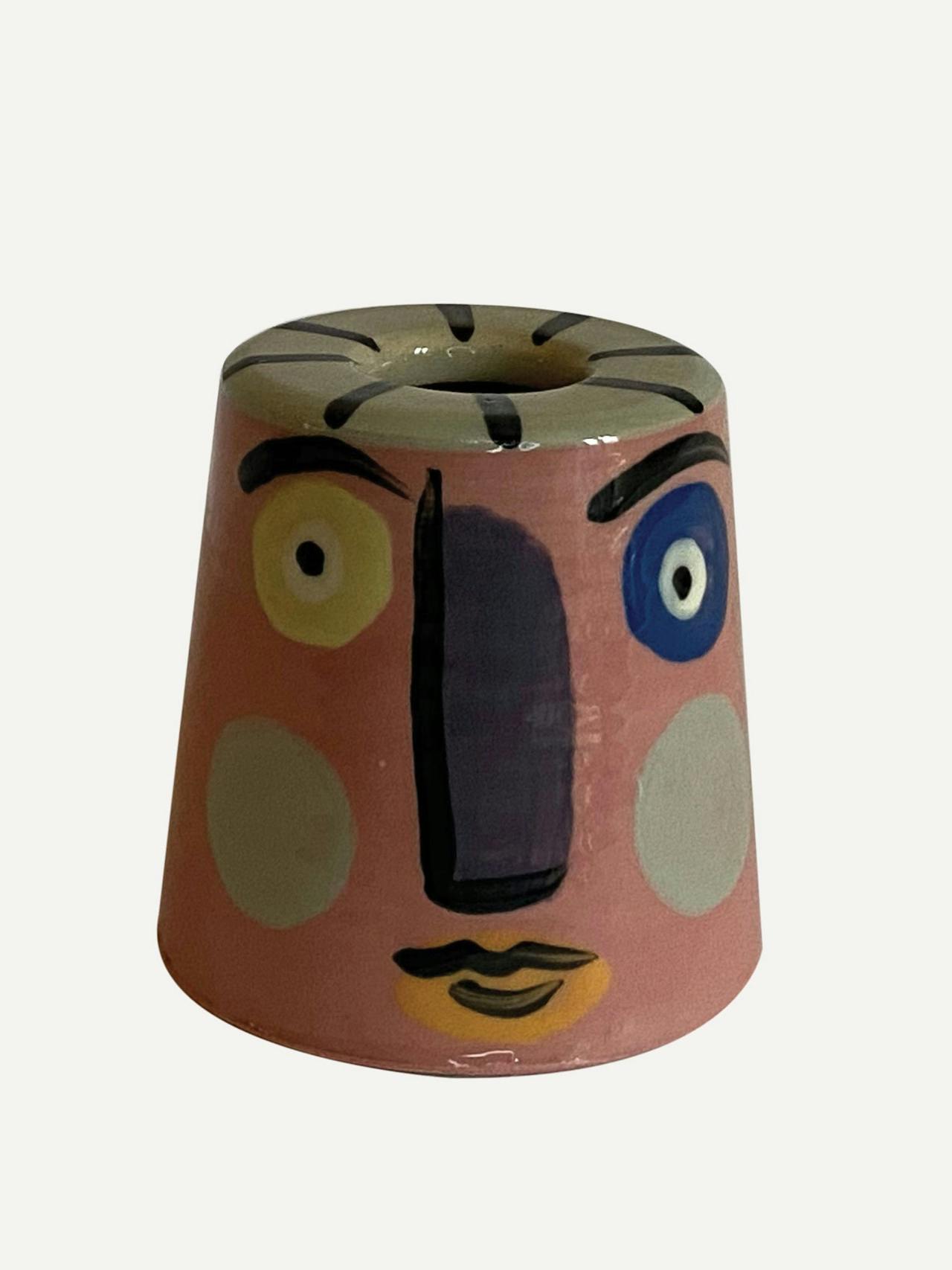 Pink isolation face candle holder Interiors KS Creative Pottery    - Collagerie