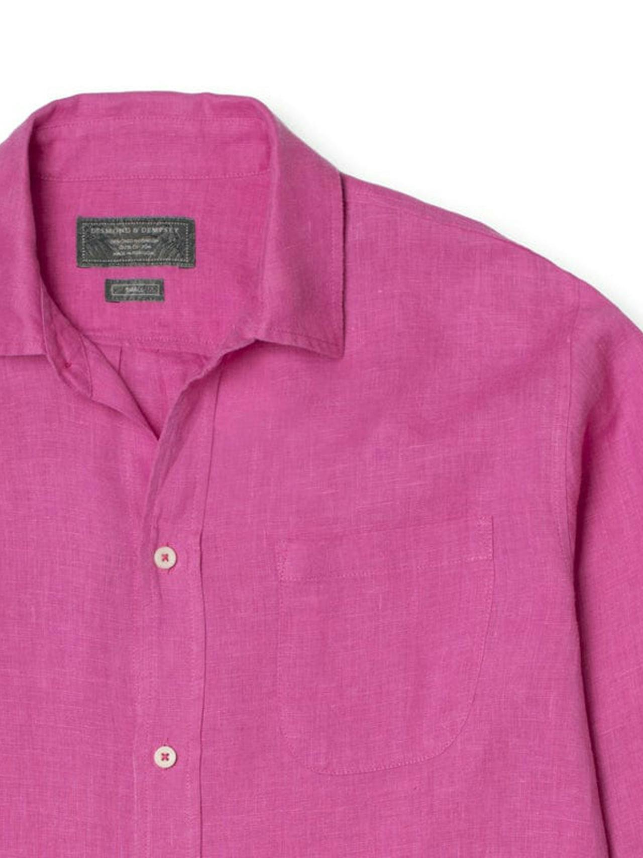 Cerise pink linen lounge shirt Clothing Desmond & Dempsey    - Collagerie