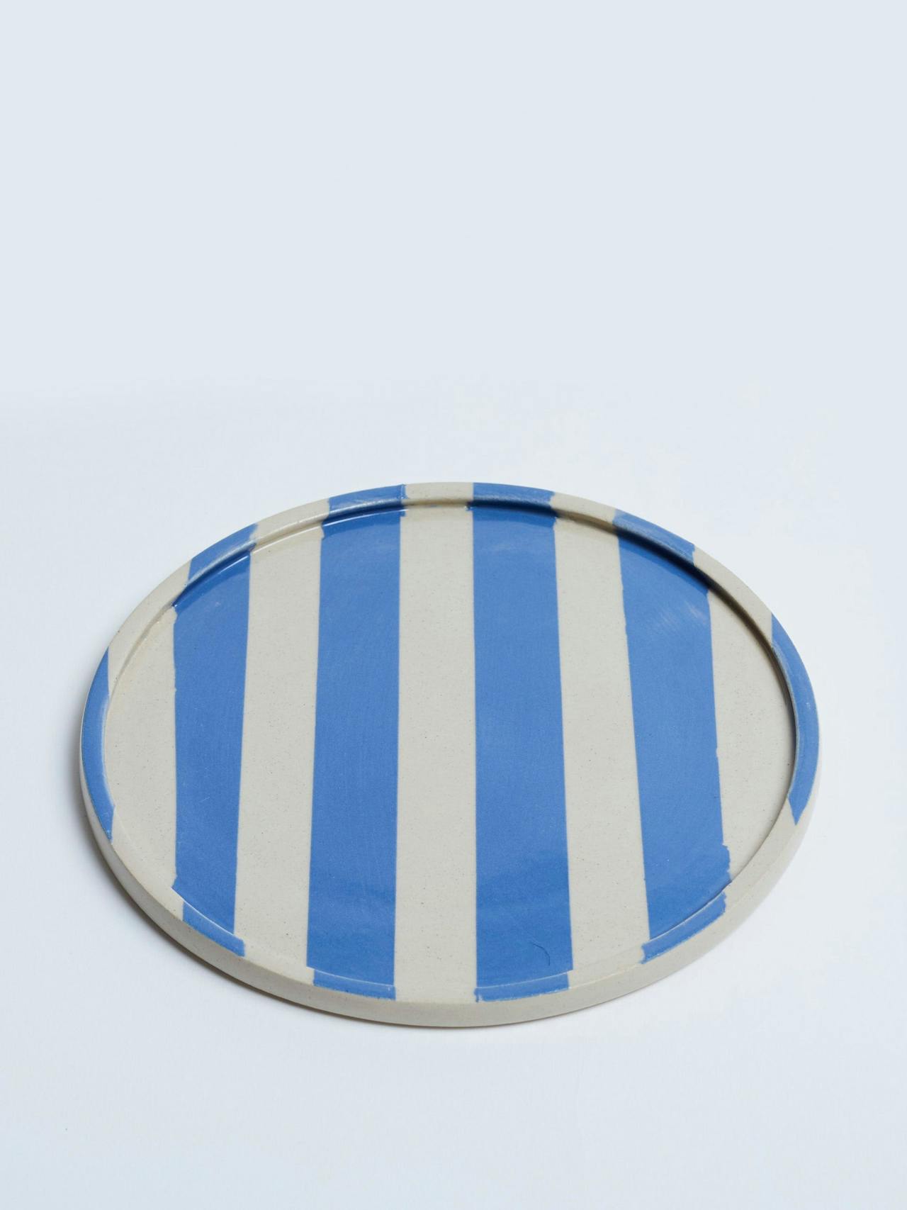 Blue stripe small plate Interiors KS Creative Pottery    - Collagerie