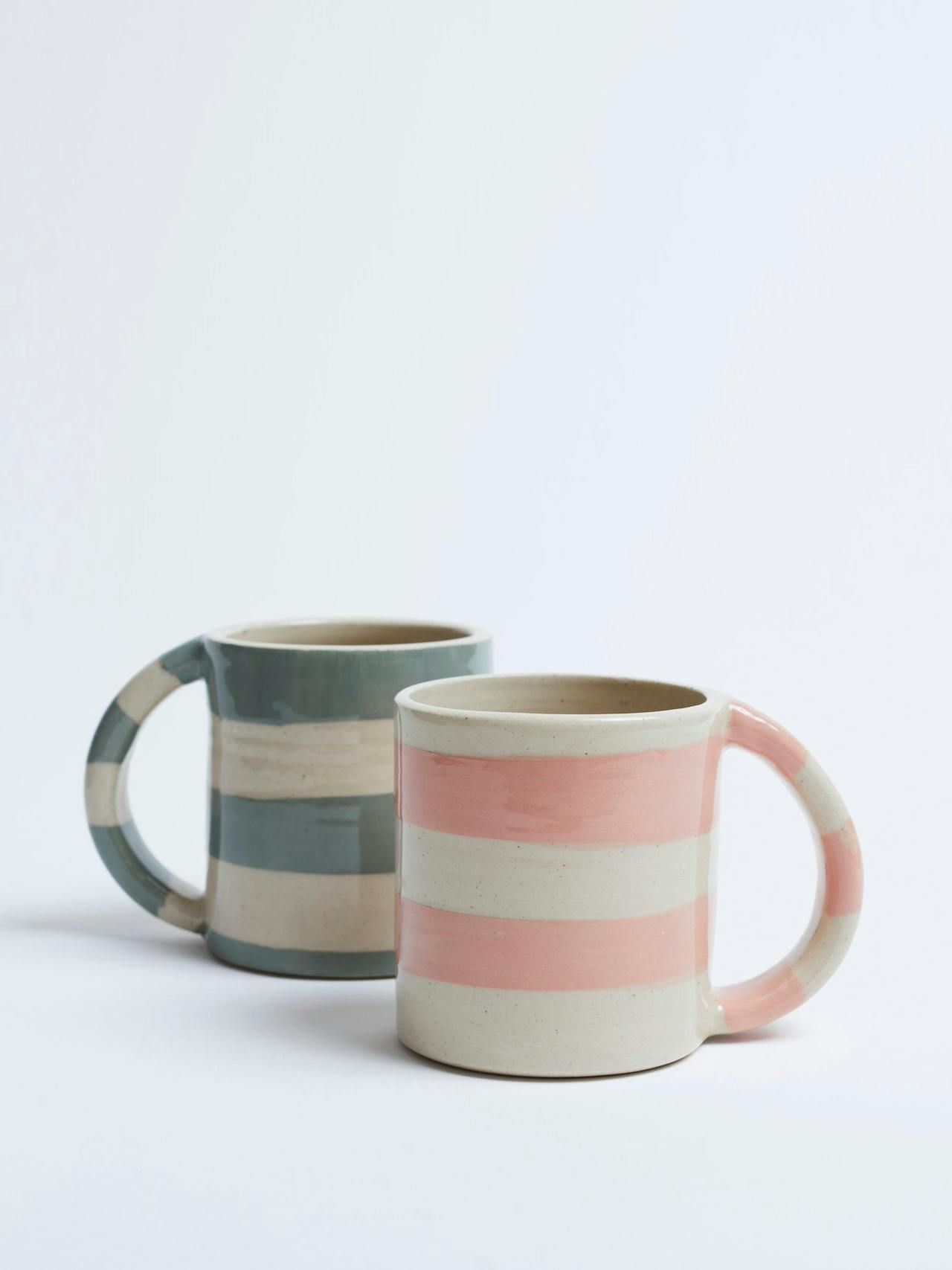 Green stripe mug Interiors KS Creative Pottery    - Collagerie