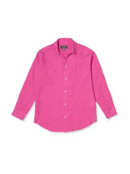 Cerise pink linen lounge shirt Clothing Desmond & Dempsey    - Collagerie