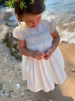 Blue Diana special occasion dress with hand smocking Kids Smock London    - Collagerie